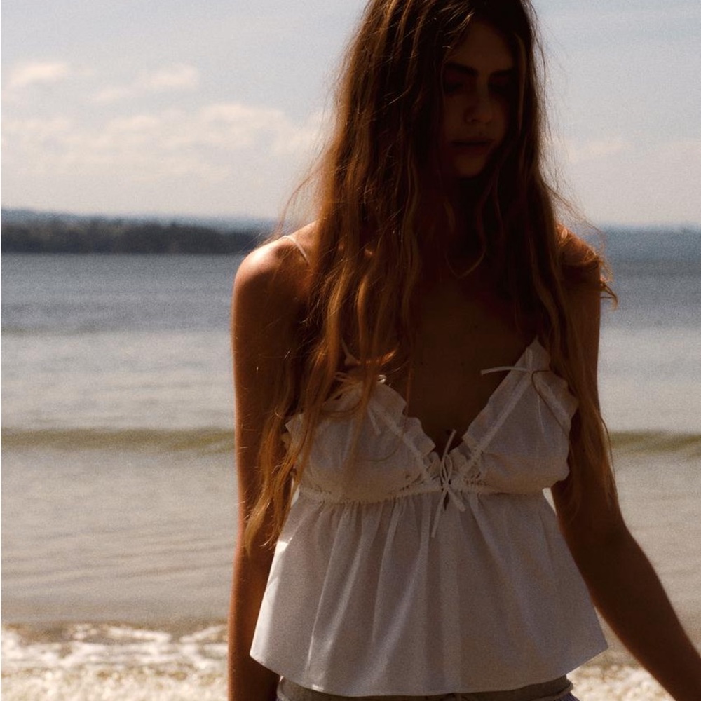 NWT Zara Poplin Tank Top with Bow - Medium